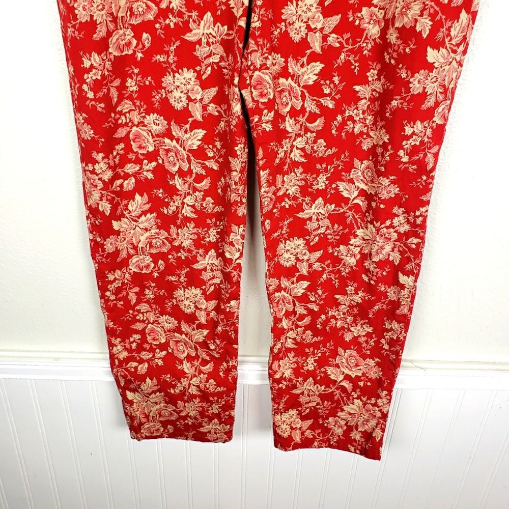 Women's Lauren Ralph Lauren Green Label Red White Floral Spring Pants Size 14 - Picture 9 of 10